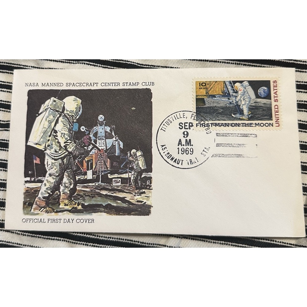 US 1969 Moon Landing FDC SC# C76 NASA Manned Spacecraft Stamp Club Cover Cachet